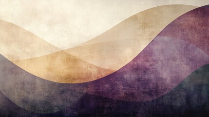 Abstract Beige Purple and Brown Wave Landscape