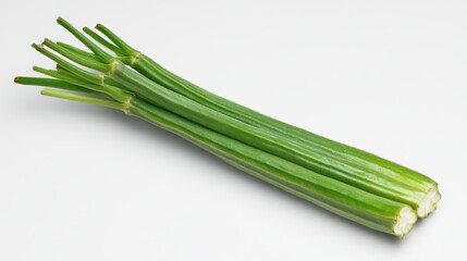 Fototapeta premium Freshly harvested okra displayed on a crisp white background