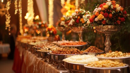 Lavish Buffet Display at Wedding Reception