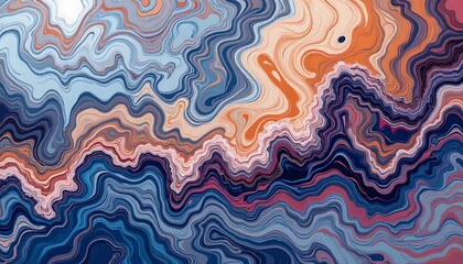 Obraz premium Abstract Swirling Waves of Color Blue Orange and Brown Hues