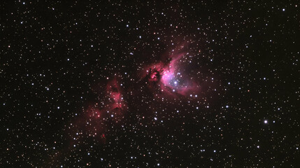 Cosmic Nebula, Deep Space, Red Emission, Starfield Background, Astronomy