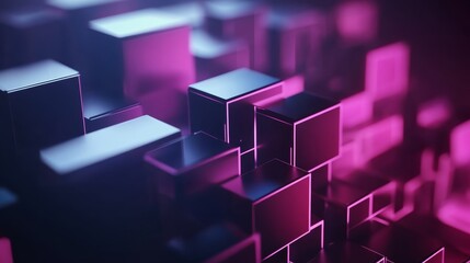 Abstract isometric geometric digital blocks representing blockchain technology, showcasing modern design and the future of digital systems and tech evolution in a 3D space