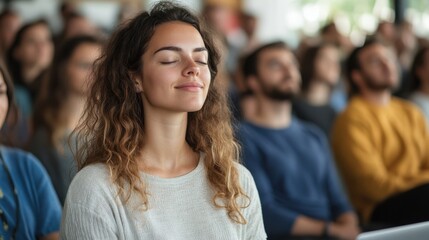 Fototapeta premium Young psychologist engages deeply at an international seminar on therapy
