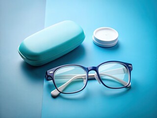 Glasses vs. Contacts: Vision Correction Choice, White & Blue Background