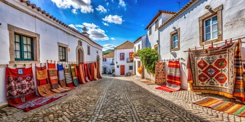 Captivating Product Photography of Traditional Arraiolos Rugs in the Charming Old Village of Evora, Alentejo Region, Portugal &acirc;&euro;&ldquo; Heritage, Craftsmanship, and Cultural Beauty
