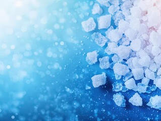 A closeup of fine sea salt crystals glistening under sunlight, macro photography style, bright and clean