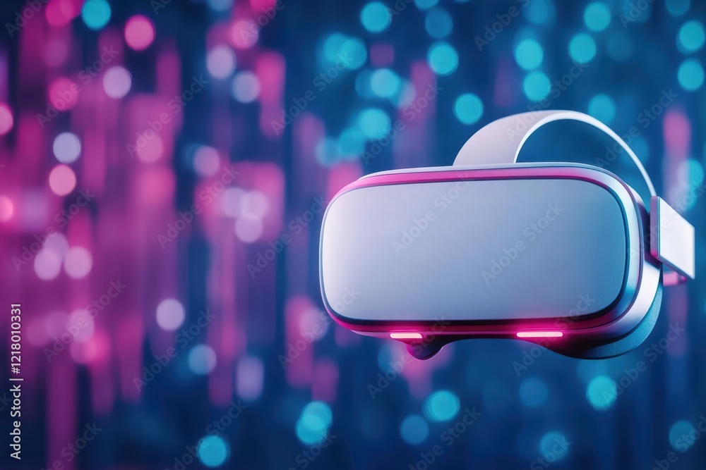 Poster innovative virtual reality headset designed for immersive experiences in gaming and interactive envi