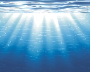 Fototapeta premium Underwater sunbeams illuminating ocean depths.
