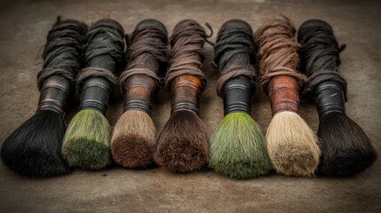 Collection of Eight Artistic Brushes with Natural Bristles