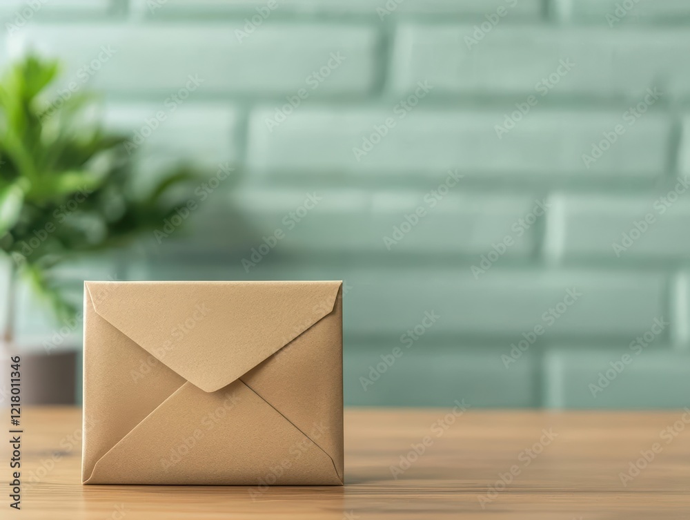 Leinwandbilder aged brown envelope resting on rustic wooden table evoking nostalgia and simplicity in a warm and in
