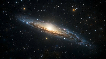 Spiral Galaxy in Deep Space, Cosmic Background, Stellar Formation, Astronomy Image