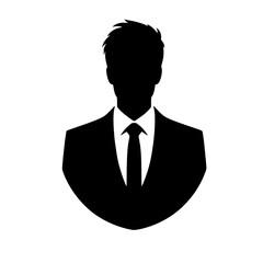 Silhouette of Businessman: A strong, impactful silhouette of a man in a suit and tie, perfect for representing business, professionalism, or anonymity.