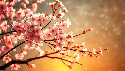 Obraz premium Sunset Cherry Blossoms: A Breathtaking Spring Scene