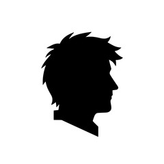 Profile Silhouette: A strong, minimalist silhouette of a man's head in profile, perfect for representing anonymity, identity, or a general human profile.  