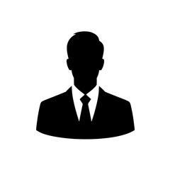 Businessman Silhouette Icon: A simple yet impactful silhouette of a businessman in a suit and tie, ideal for profile pictures, website avatars, and presentations.