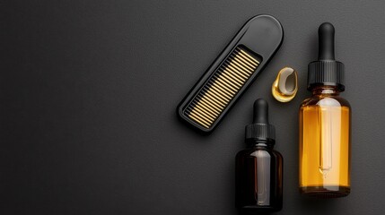 A serene flat lay featuring beard oil, a comb, and a nourishing balm