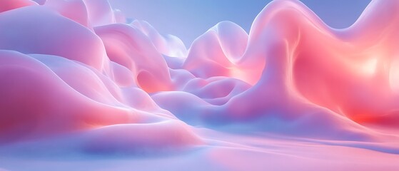 Obraz premium Abstract pink and blue wavy landscape.
