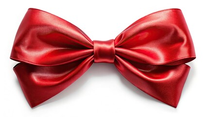 Elegant Red Satin Bow, Decorative Ribbon, Red Bow, Satin Ribbon Bow,  Luxury Bow, Red Bow Decoration,  Isolated Red Bow,  High-Resolution Bow Image