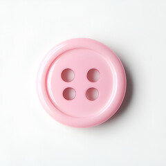 A single, light pink button with four holes sits on a white background.  Perfect for sewing or crafting projects.