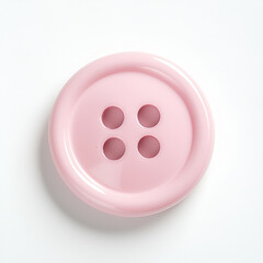 A single, large, pink button with four holes sits on a white background.  Perfect for crafting and sewing projects.