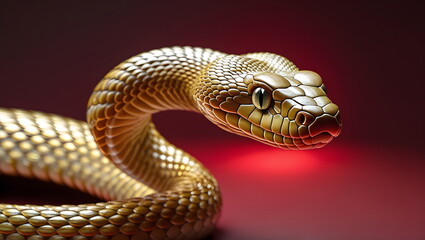 Obraz premium Close-Up of a Golden Snake