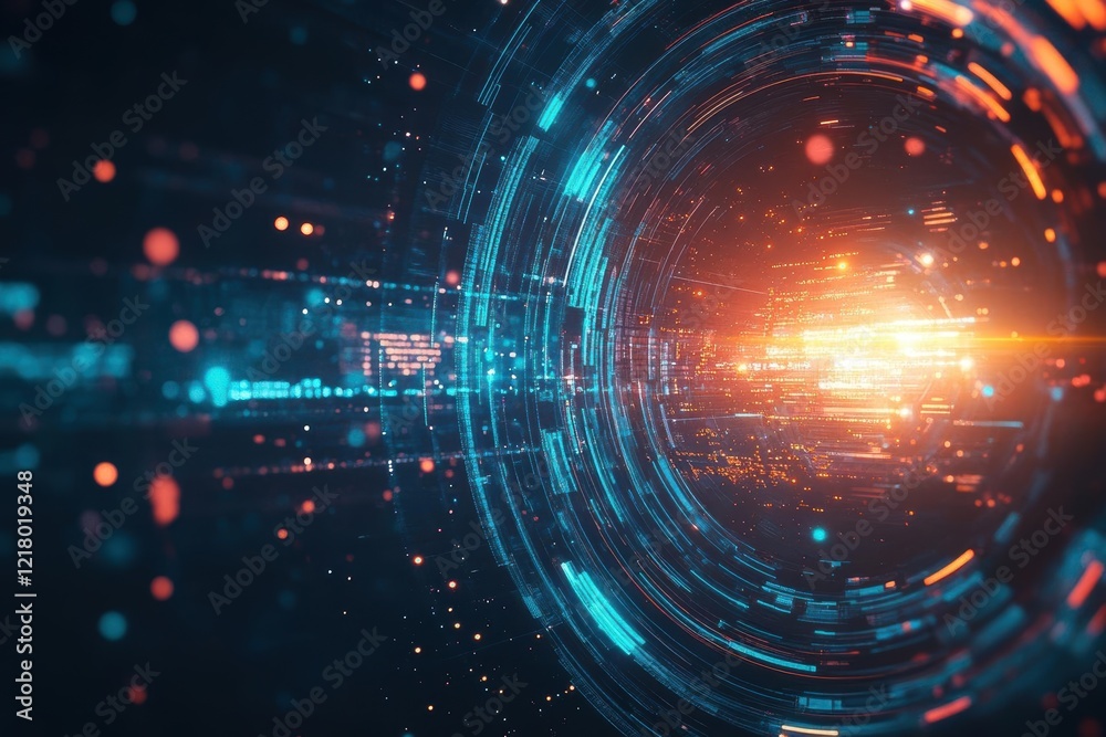 Aufkleber futuristic tunnel with vibrant glowing lights and a bright radiant light creating a mysterious and i