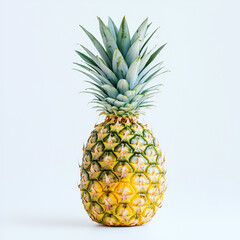 Obraz premium Ripe pineapple isolated on white background. Perfect for tropical themes, summer recipes, or healthy eating concepts.
