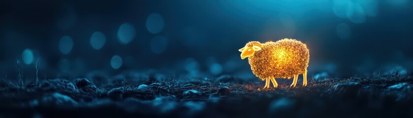 Obraz premium A glowing golden sheep symbolizing prosperity in a mystical setting