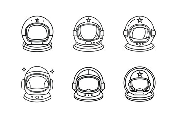astronaut helmet line art vector illustration