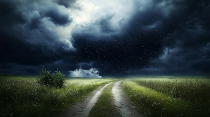 Fototapeta premium Rainy Day in a Meadow