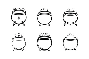 cauldron icon line art vector illustration