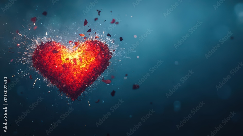 Aufkleber vibrant heart shaped firework bursting in a night sky with glowing sparks creating a romantic and jo