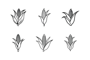 corn stalk icon line art vector illustration © MST
