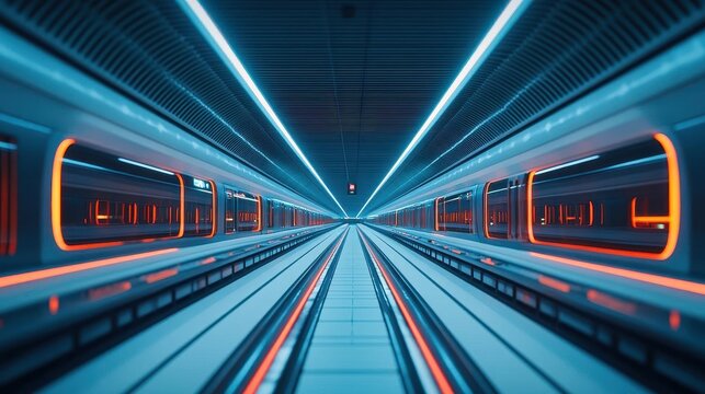 A hyperloop train station with sleek futuristic architecture, bustling and innovative mood