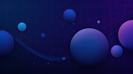 Fototapeta premium Abstract cosmic scene with spheres and gradients in a dark blue-purple background.