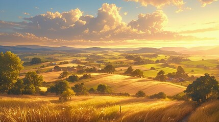 日の出の草原の空撮9