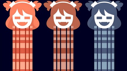 Three cute girl bookmarks in different colors.