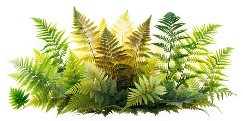 Fototapeta premium Lush Double Exposure of Broadleaf Ferns and Grasses on Transparent Background for Nature Lovers and Designers