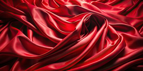 Obraz premium Luxurious Red Fabric, Draped Silk, Flowing Red Textile, Elegant Red Cloth, Smooth Red Material, Premium Red Fabric Photography