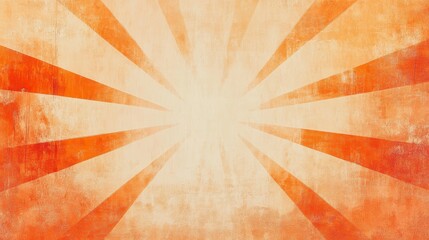 Abstract Orange and Beige Radiating Sunburst Design