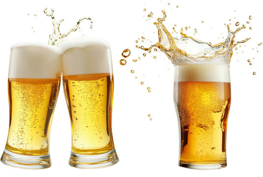  clinking glasses of beer isolated 