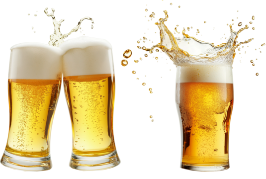  clinking glasses of beer isolated 