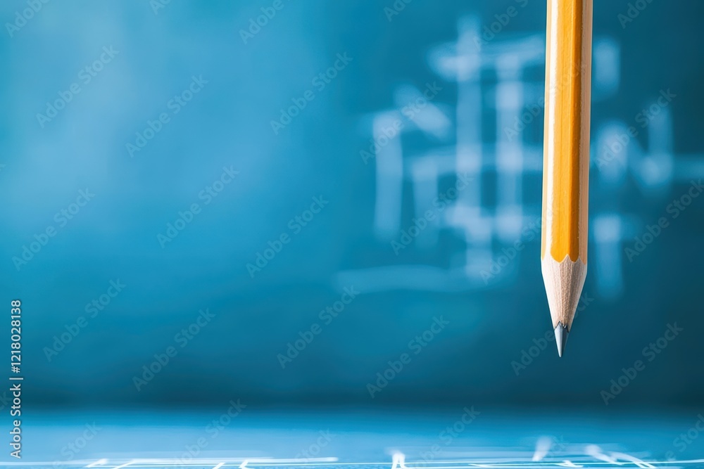 Aufkleber a simple yet elegant pencil resting on a vibrant blue background evoking creativity focus and calmne