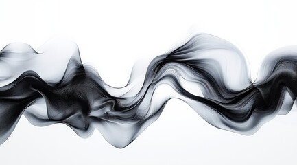 Obraz premium The black smoke is silky smooth, with a white background