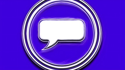 Fototapeta premium White speech bubble icon in a purple circle.