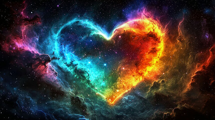 Cosmic Heart Nebula: A Stunning Celestial Heart-Shaped Galaxy in Space