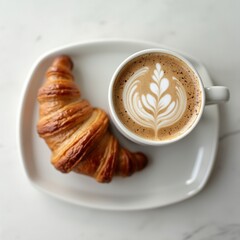 cup of coffee and croissant.