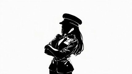 女性警察官の黒いシルエット10