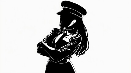 女性警察官の黒いシルエット9