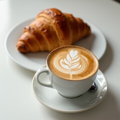 cup of coffee and croissant